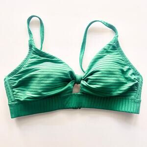 Kona Sol Teal Ribbed Women's Bathing Suit Bikini Top D/DD